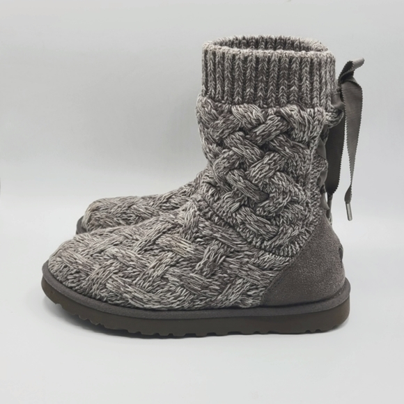 UGG Isla Cableknit Boots Gray Grey Size 8 - Picture 7 of 13